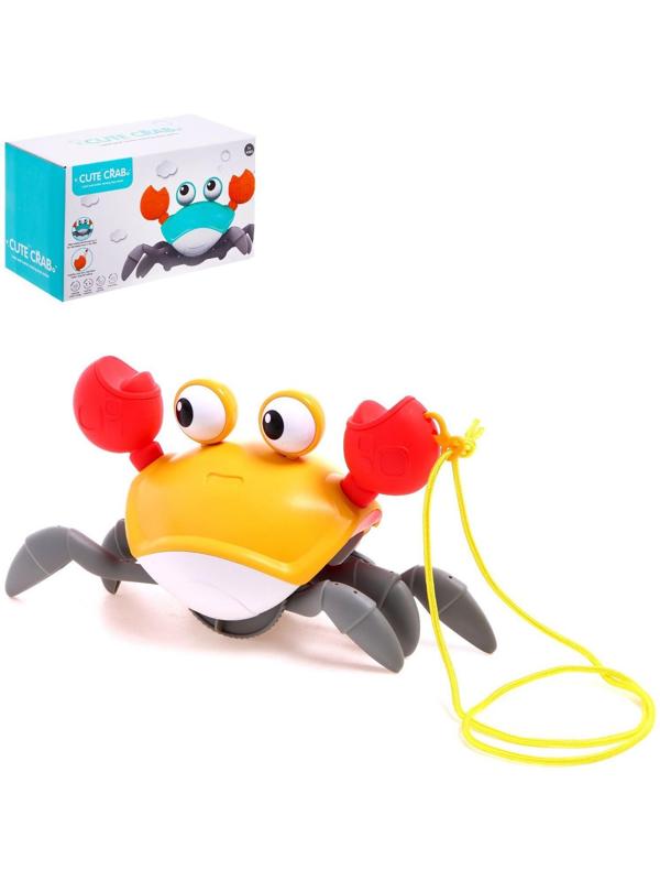 Каталка на верёвке «Краб», водоплавающая, цвет оранжевый