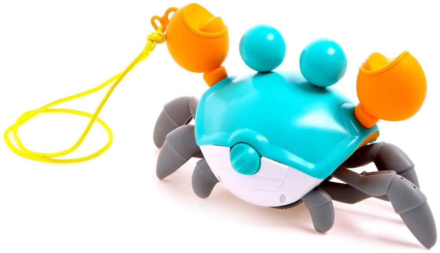 Каталка на верёвке «Краб», водоплавающая, цвет бирюзовый