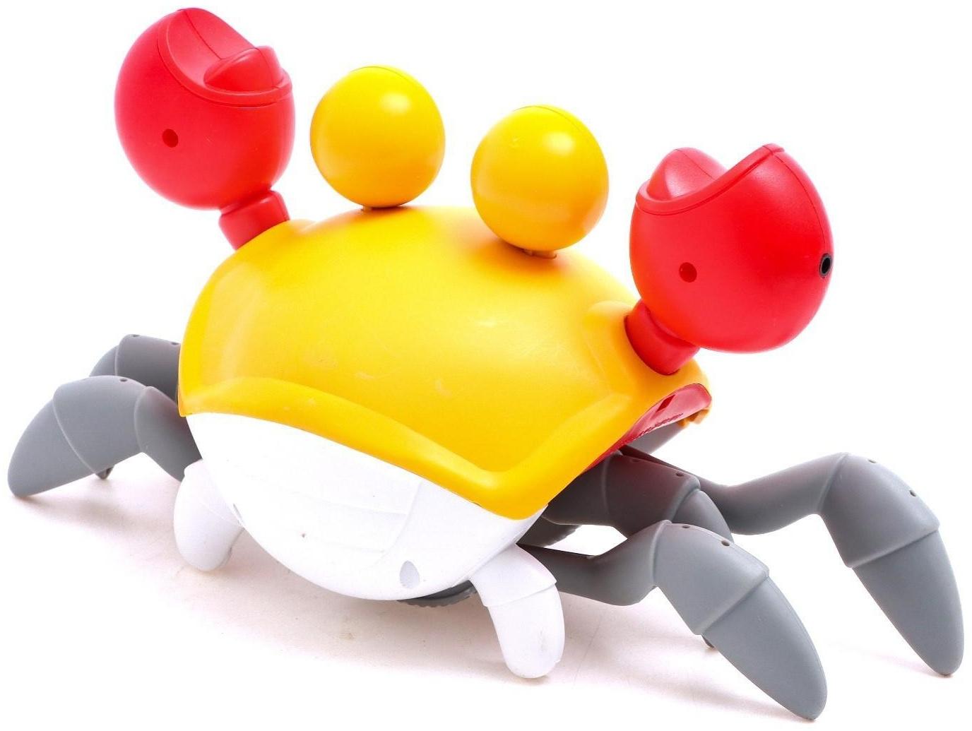 Каталка музыкальная «Краб», свет, звук, цвет жёлтый