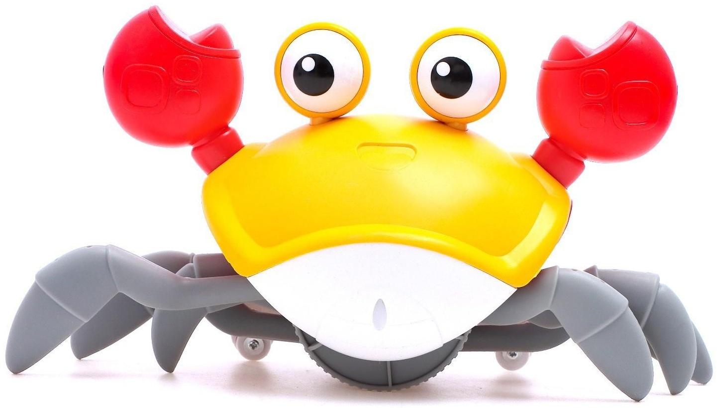 Каталка музыкальная «Краб», свет, звук, цвет жёлтый