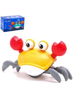 Каталка музыкальная «Краб», свет, звук, цвет жёлтый
