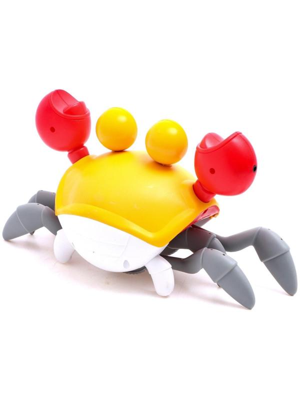 Каталка музыкальная «Краб», свет, звук, цвет жёлтый