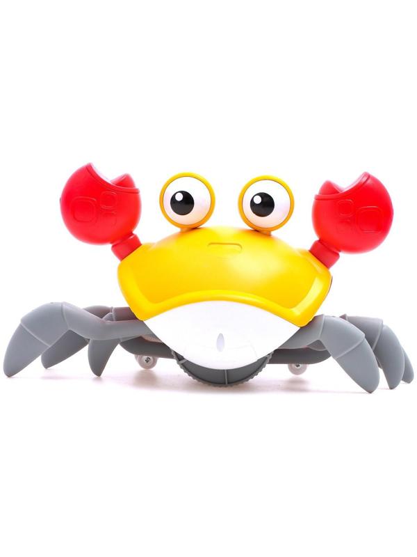 Каталка музыкальная «Краб», свет, звук, цвет жёлтый