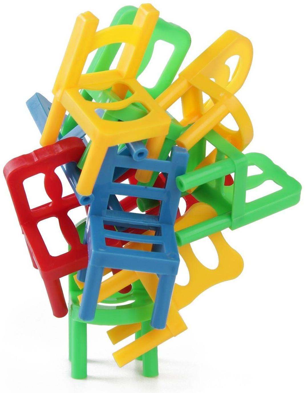 Настольная игра «Башня против стульев», 54 бруска с наклейками, 18 стульев, 12+