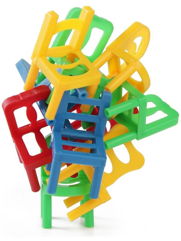 Настольная игра «Башня против стульев», 54 бруска с наклейками, 18 стульев, 12+