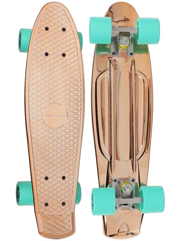 Пенниборд 56 х 15 см, колеса PU 60 х 45 мм, алюминиевая подвеска, цвет бронзовый