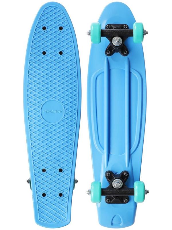 Пенниборд 56 х 15 см, колеса PVC 50 мм, пластиковая подвеска, цвет голубой