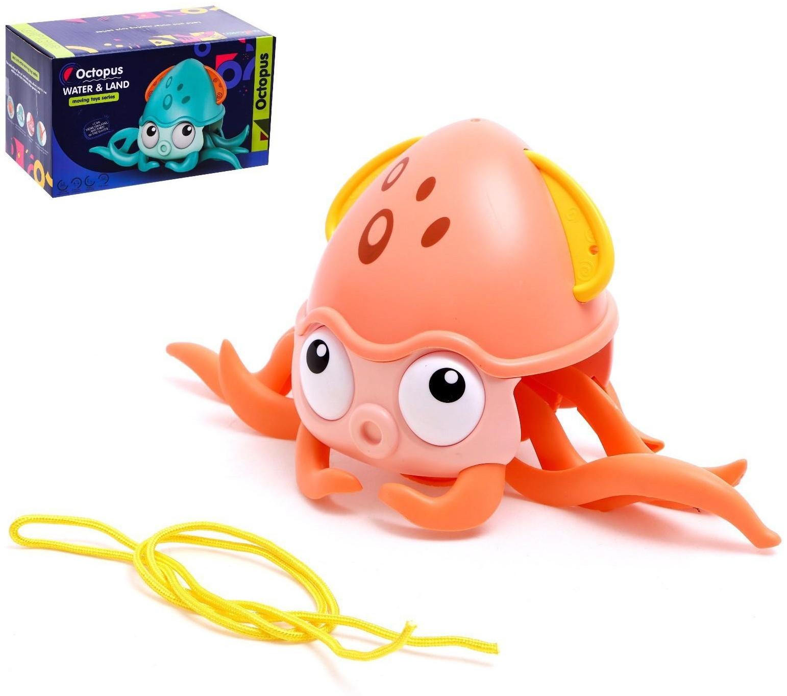 Каталка на верёвке «Осьминог», водоплавающая, цвет оранжевый