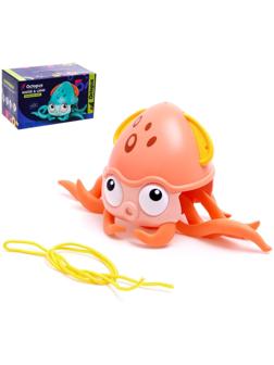 Каталка на верёвке «Осьминог», водоплавающая, цвет оранжевый