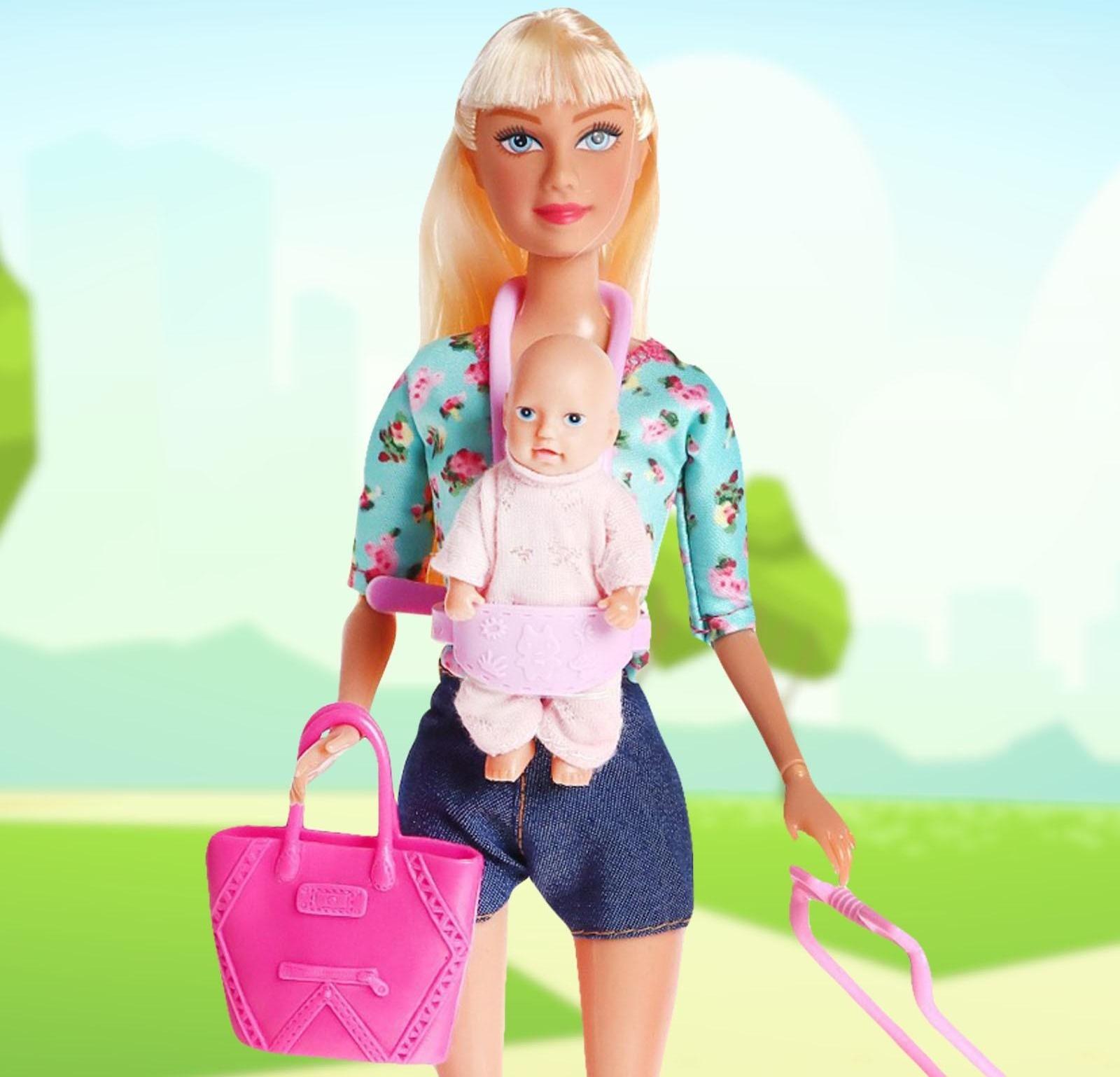 Кукла модель «Молодая мама», с пупсом, с аксессуарами, цвет бирюзовый