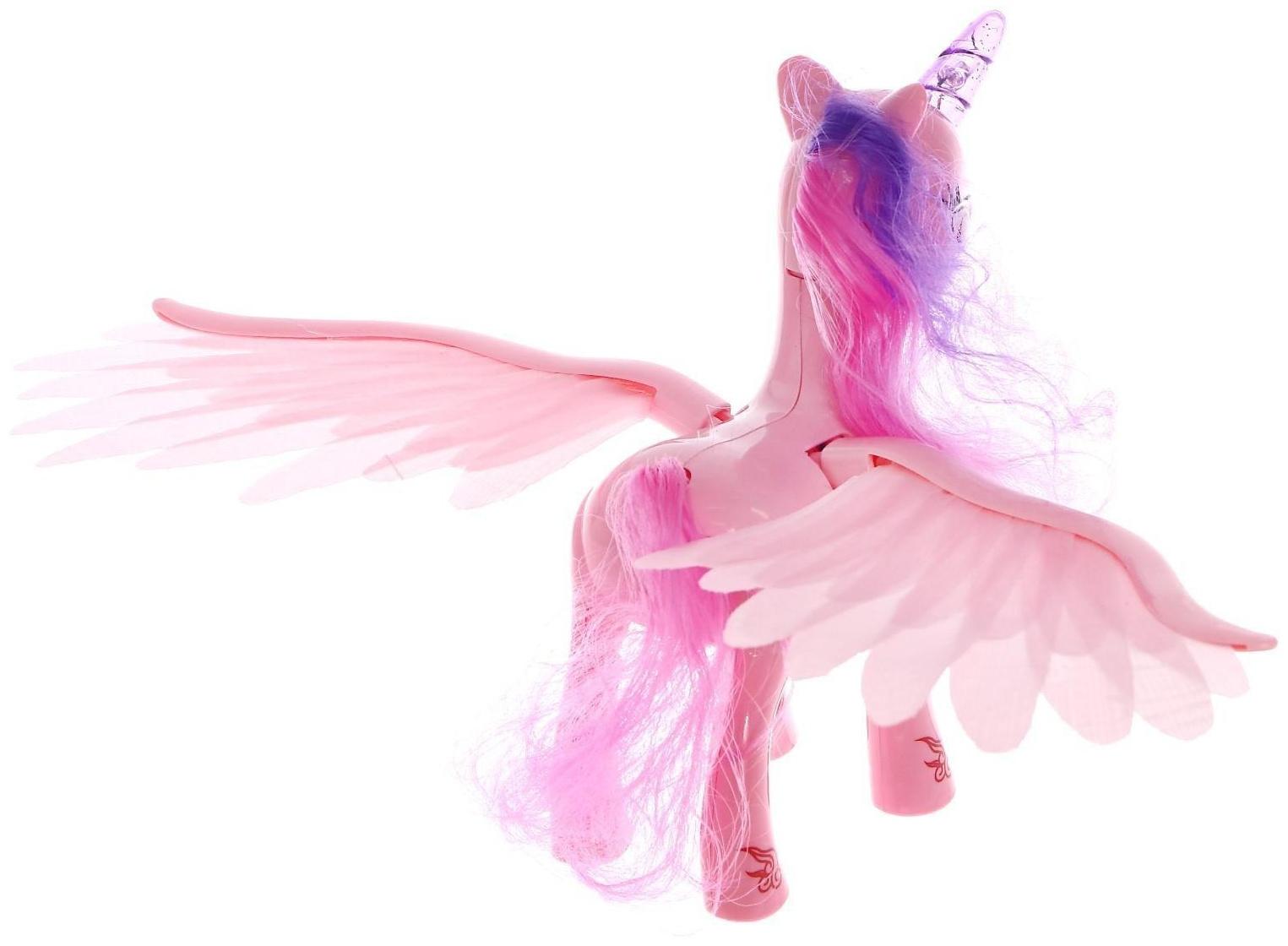 Музыкальная игрушка «Единорог», со светом и звуком, машет крыльями, цвет розовый