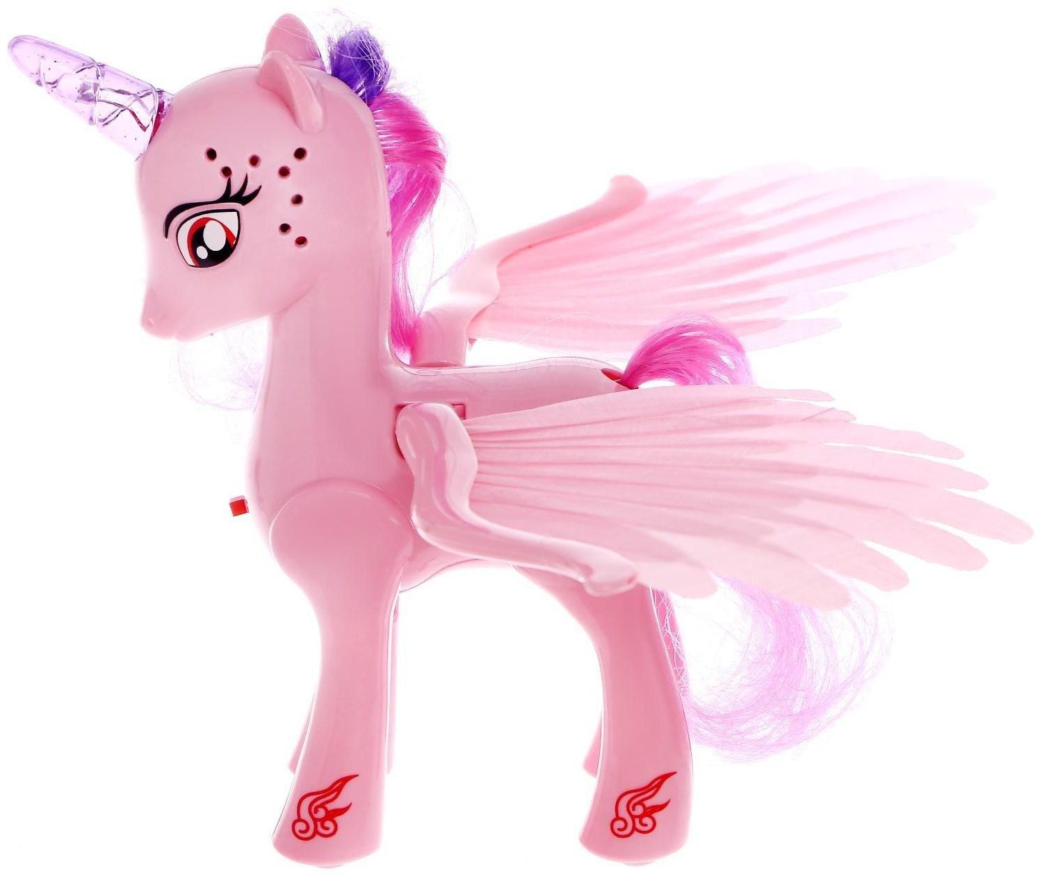 Музыкальная игрушка «Единорог», со светом и звуком, машет крыльями, цвет розовый