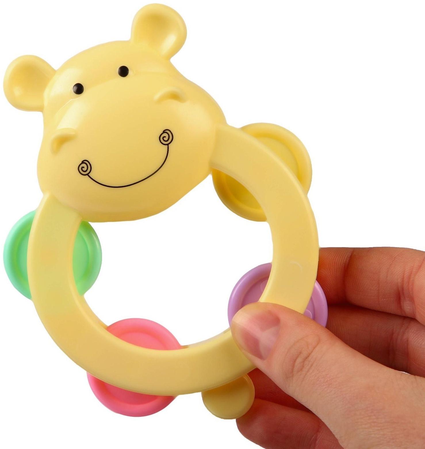 Погремушка бубен «Бегемотик», МИКС