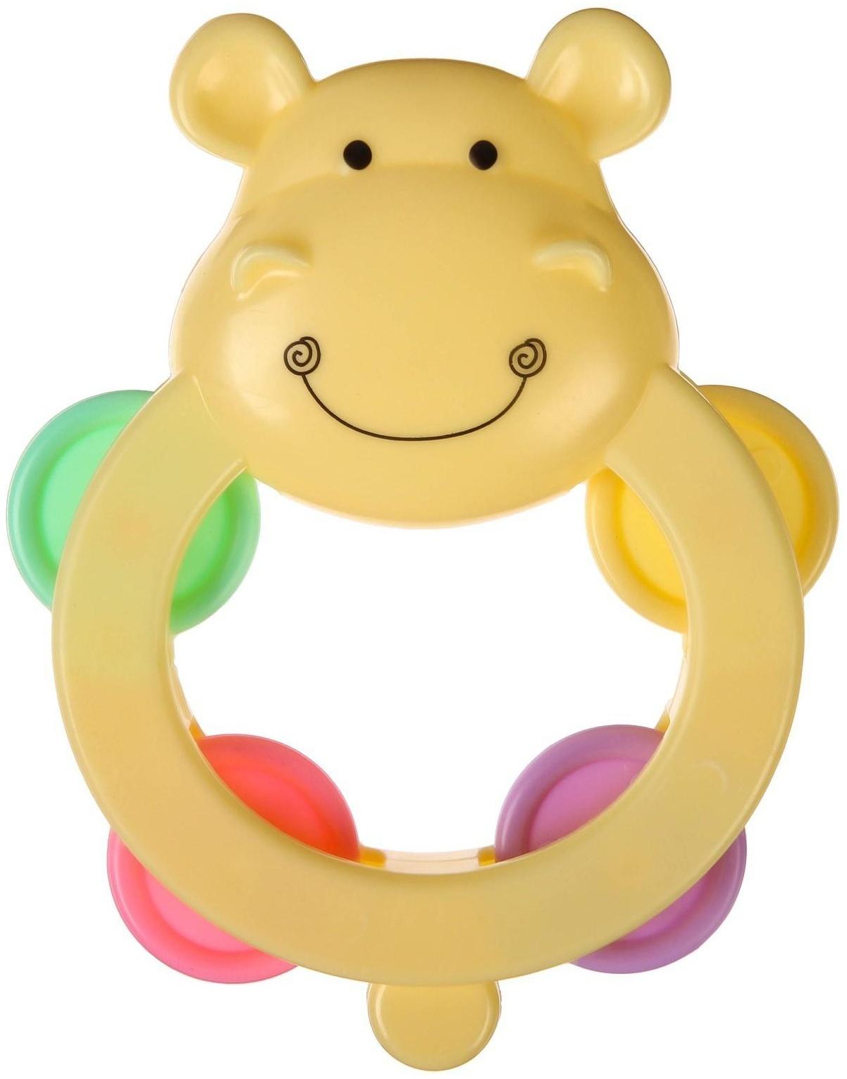 Погремушка бубен «Бегемотик», МИКС