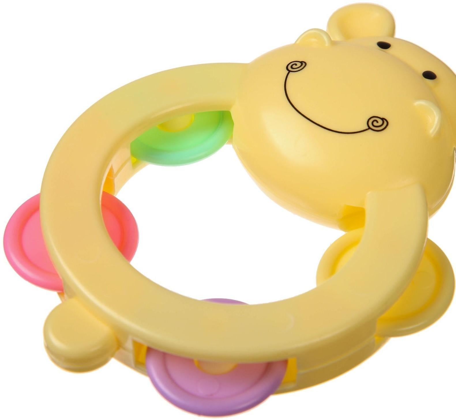 Погремушка бубен «Бегемотик», МИКС