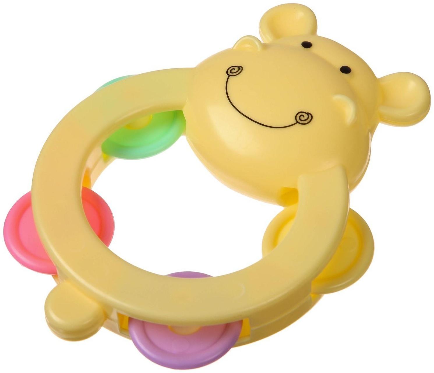 Погремушка бубен «Бегемотик», МИКС