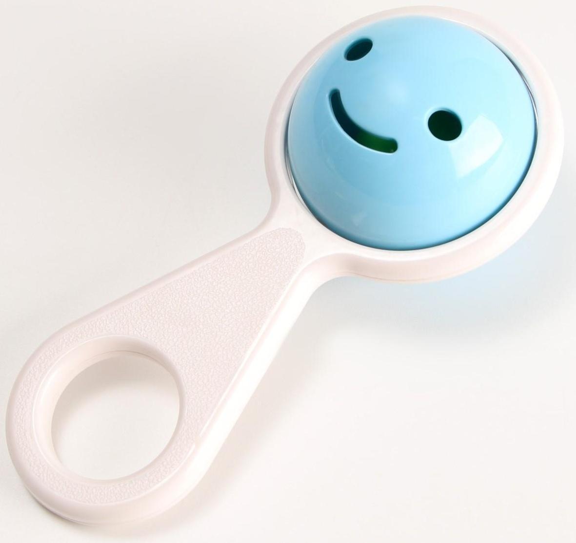 Погремушка «Смайлик», на ручке, цвет МИКС