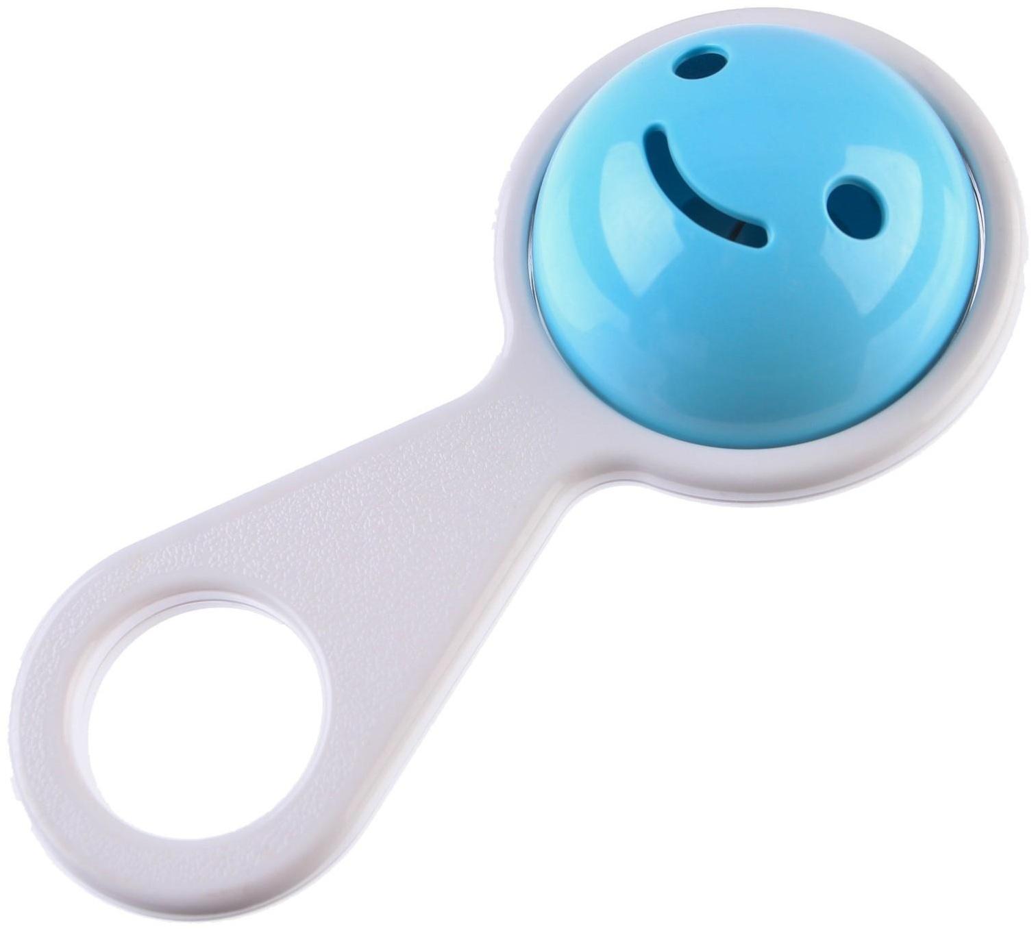 Погремушка «Смайлик», на ручке, цвет МИКС