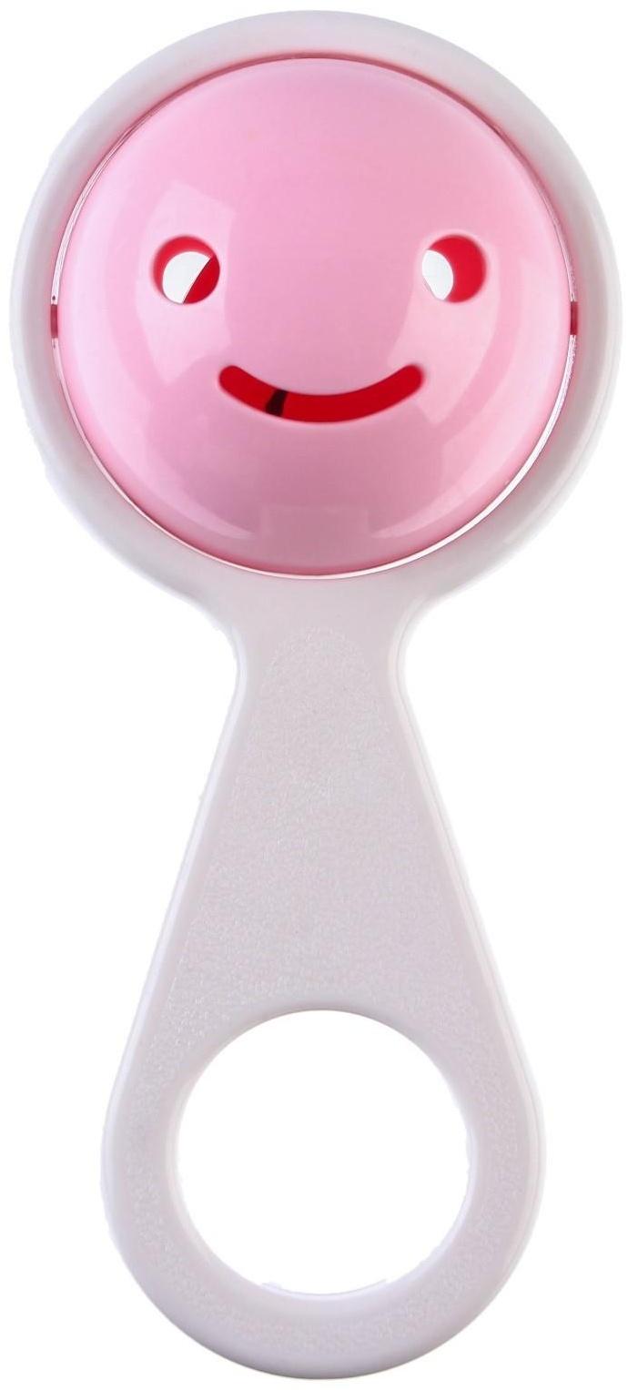 Погремушка «Смайлик», на ручке, цвет МИКС