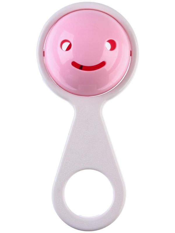 Погремушка «Смайлик», на ручке, цвет МИКС