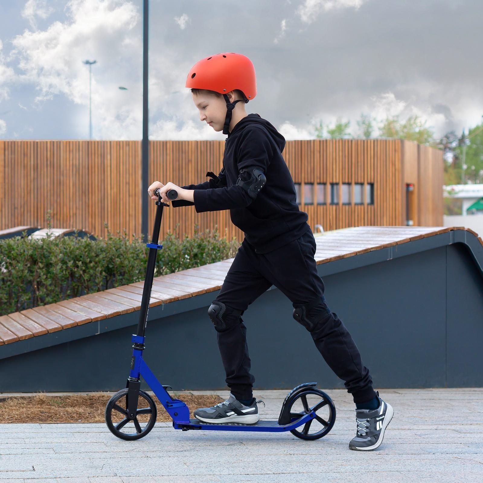 Самокат городской, складной GRAFFITI,  колеса PU 200, 86A, подножка, ABEC 9, цвет синий