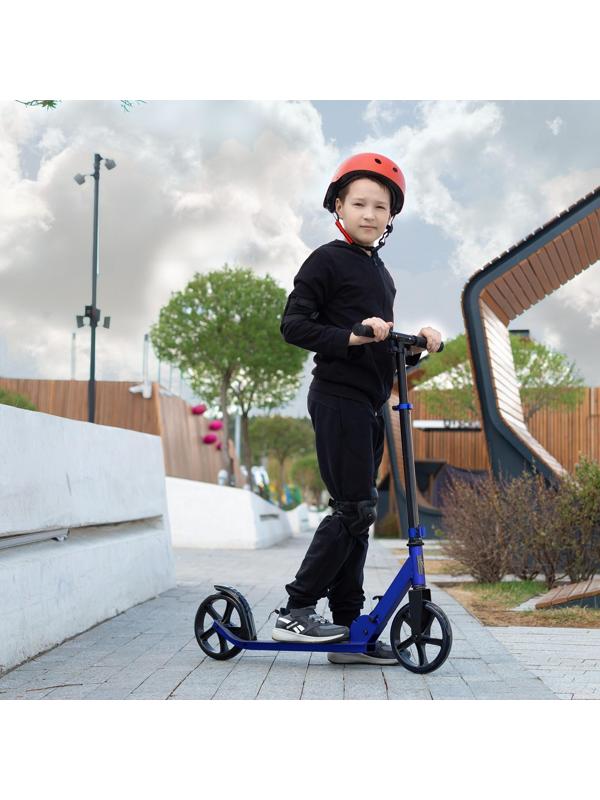 Самокат городской, складной GRAFFITI,  колеса PU 200, 86A, подножка, ABEC 9, цвет синий