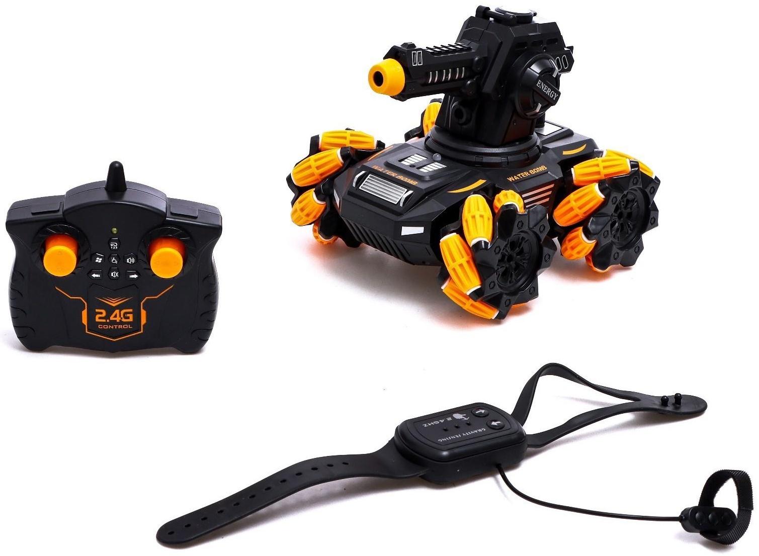 Танк радиоуправляемый MECH, стандартный пульт, стреляет пулями, цвет оранжевый