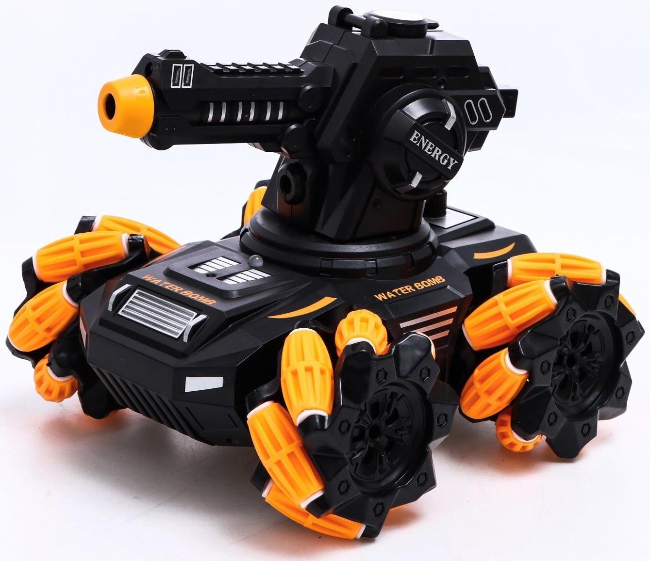 Танк радиоуправляемый MECH, стандартный пульт, стреляет пулями, цвет оранжевый