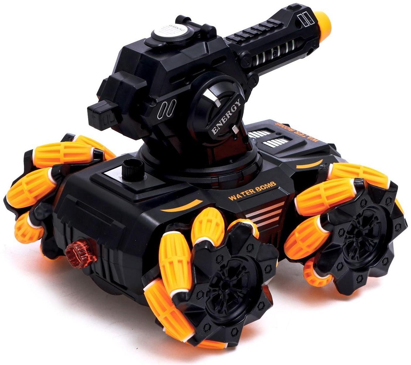 Танк радиоуправляемый MECH, стандартный пульт, стреляет пулями, цвет оранжевый