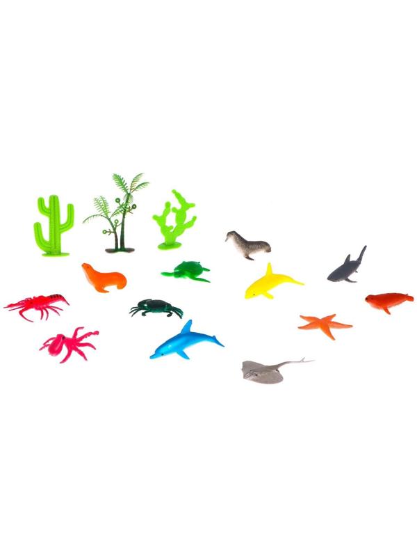 Набор фигурок животных с обучающими карточками «Водные животные»