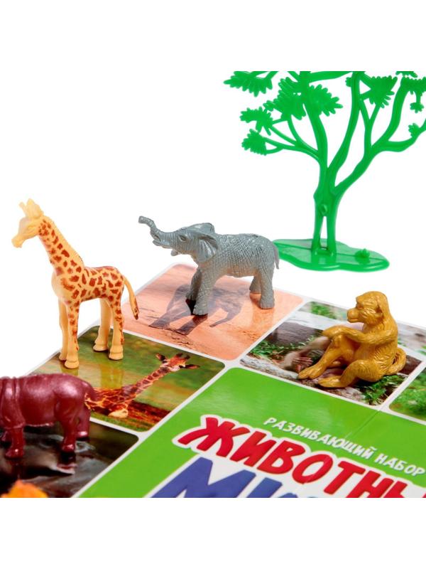 Набор фигурок животных с обучающими карточками «Животные мира»