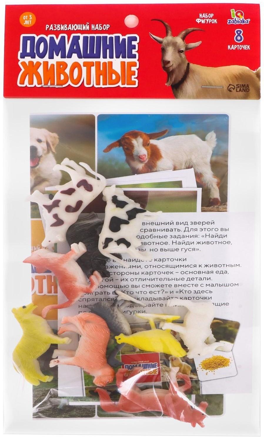Набор фигурок животных с обучающими карточками «Домашние животные»