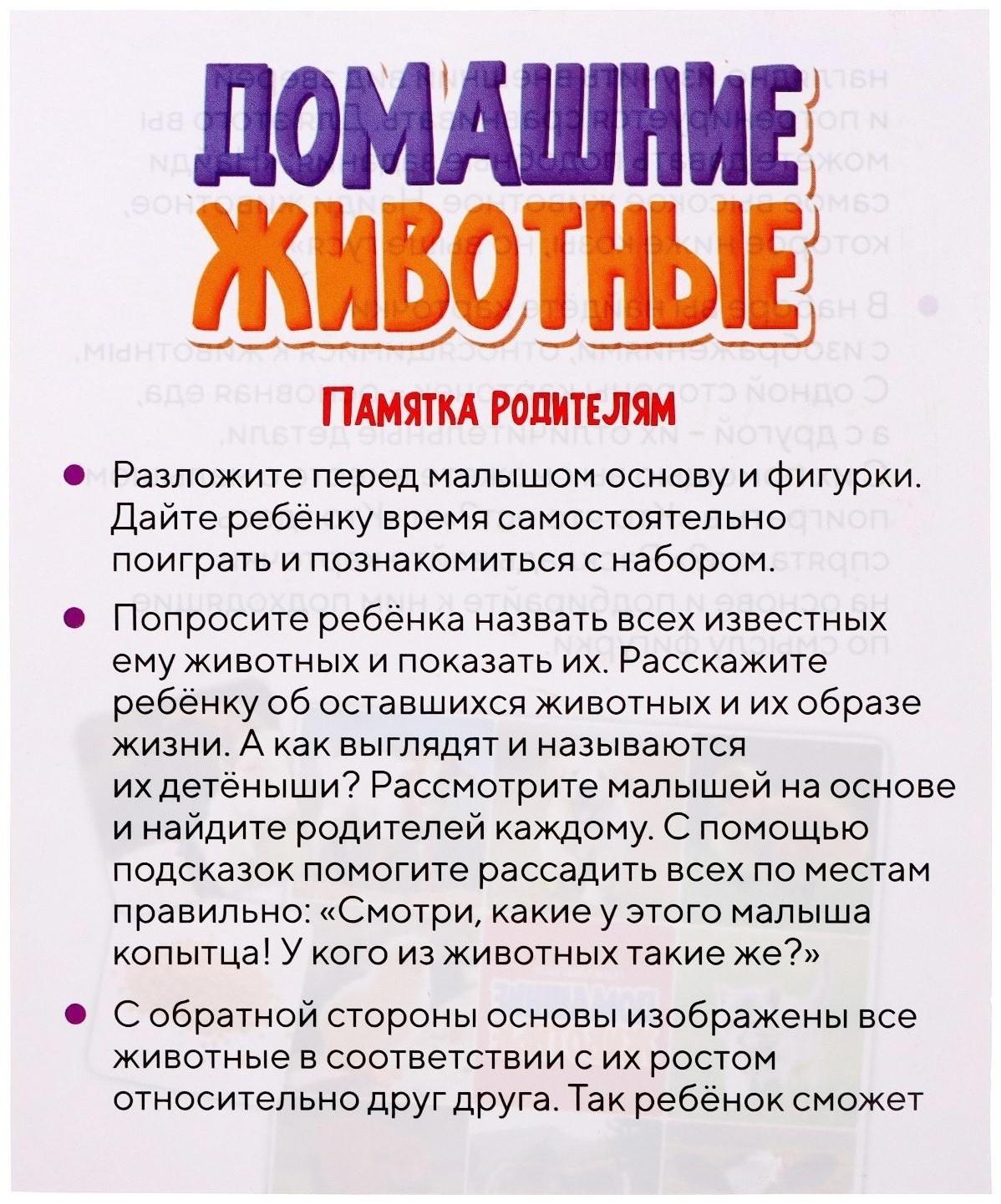 Набор фигурок животных с обучающими карточками «Домашние животные»