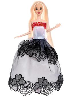 Кукла-модель шарнирная «Лили», платье белое с чёрным