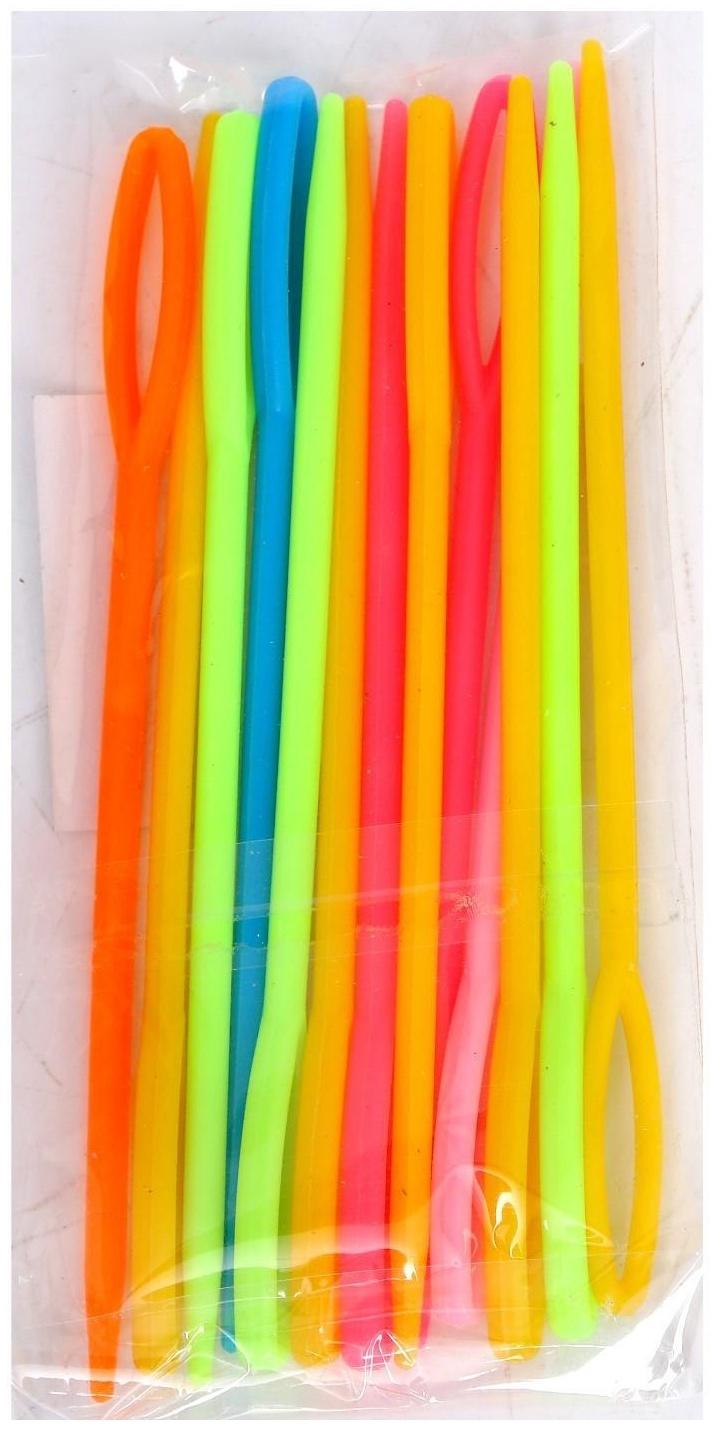 Игла пластиковая, набор 20 шт, размер 1 шт 9 см, цвета МИКС