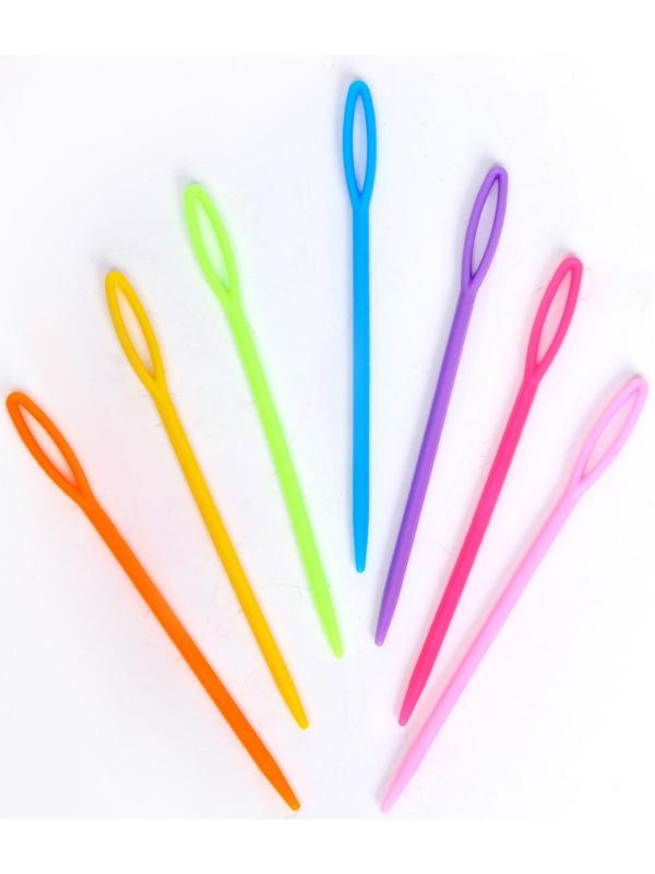 Игла пластиковая, набор 20 шт, размер 1 шт 9 см, цвета МИКС