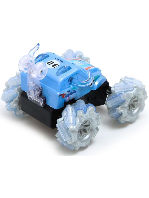 Машина-перевёртыш радиоуправляемая «Трюкач», работает от батареек, свет, цвет синий