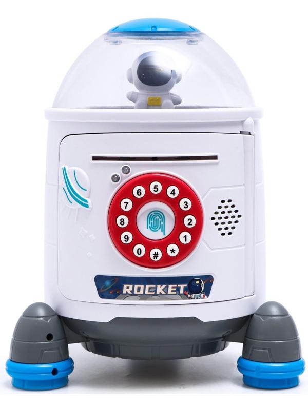 Копилка «Ракета», свет, звук, засасывает купюры, цвет белый