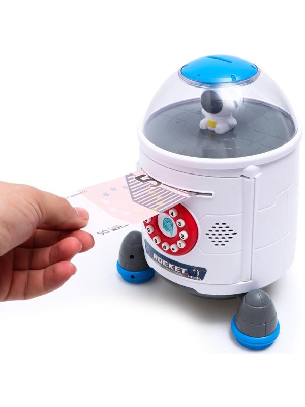 Копилка «Ракета», свет, звук, засасывает купюры, цвет белый