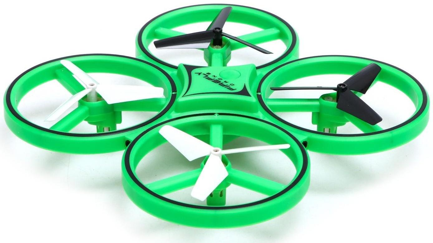 Квадрокоптер радиоуправляемый DRONE, подсветка, работает от аккумулятора, цвет зелёный