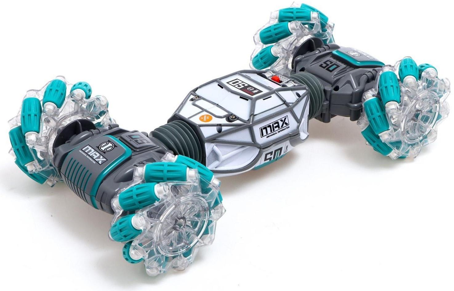 Машинка - перевертыш HYPER, управление жестами гиропульт, работает от аккумулятора, цвет зелёный