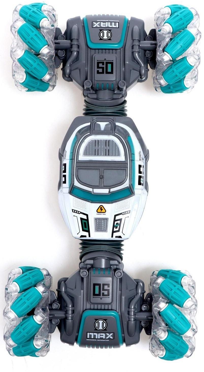 Машинка - перевертыш HYPER, управление жестами гиропульт, работает от аккумулятора, цвет зелёный