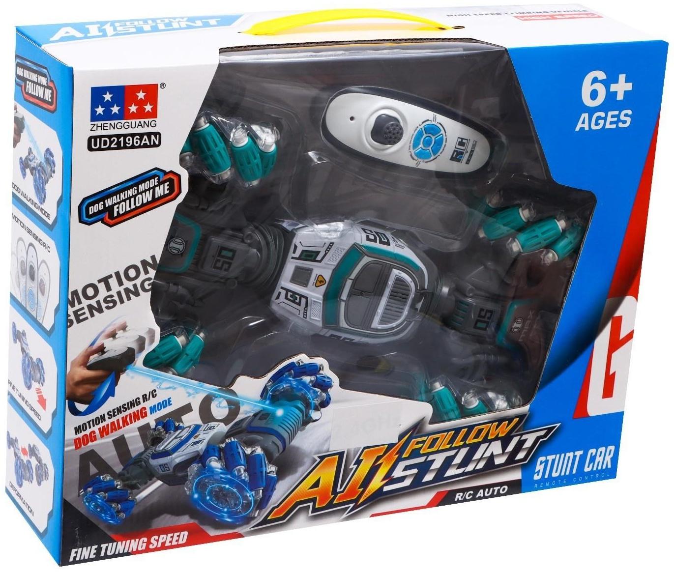 Машинка - перевертыш HYPER, управление жестами гиропульт, работает от аккумулятора, цвет зелёный