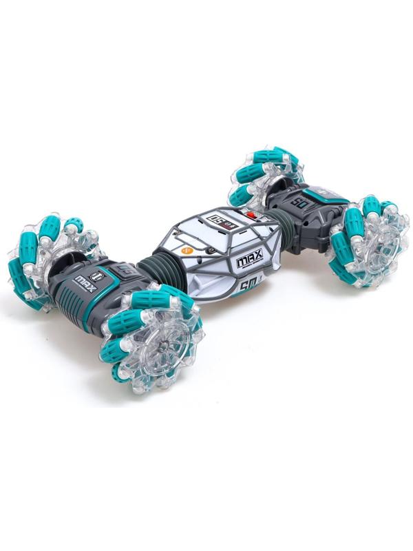 Машинка - перевертыш HYPER, управление жестами гиропульт, работает от аккумулятора, цвет зелёный