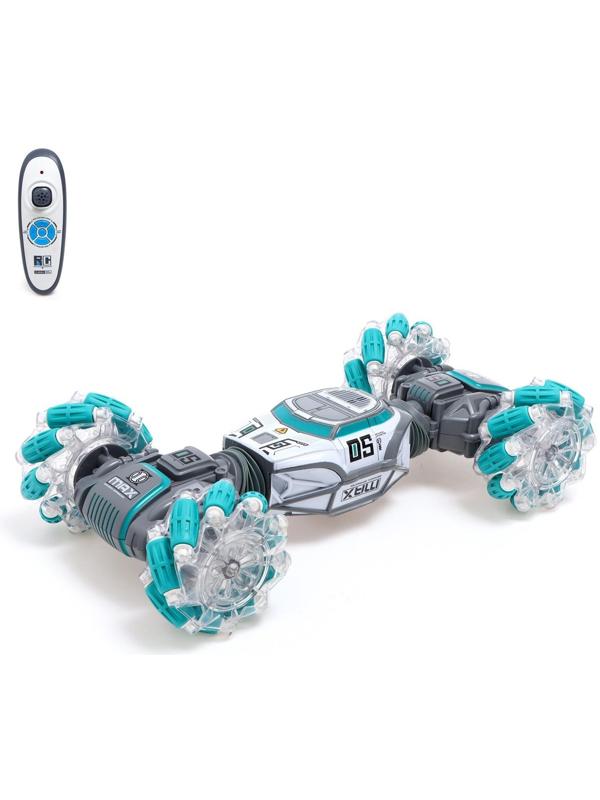 Машинка - перевертыш HYPER, управление жестами гиропульт, работает от аккумулятора, цвет зелёный