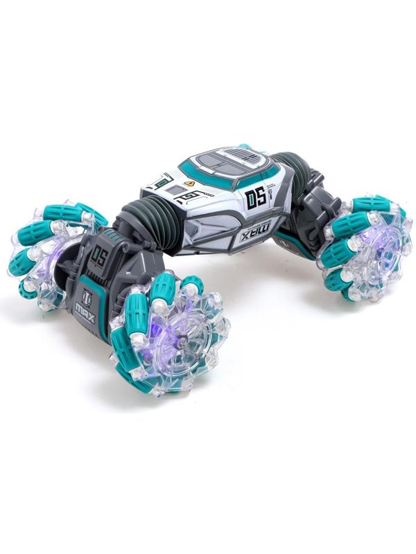 Машинка - перевертыш HYPER, управление жестами гиропульт, работает от аккумулятора, цвет зелёный