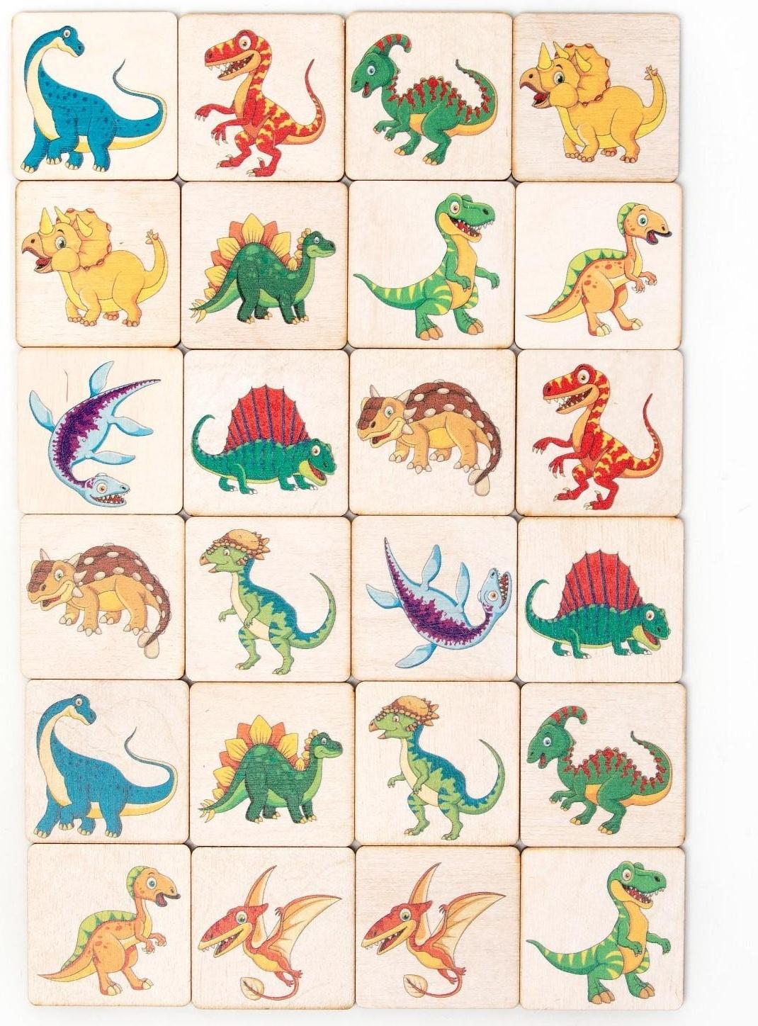 Мемори «Динозавры» 24 деревянных элемента