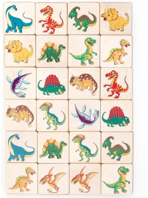 Мемори «Динозавры» 24 деревянных элемента