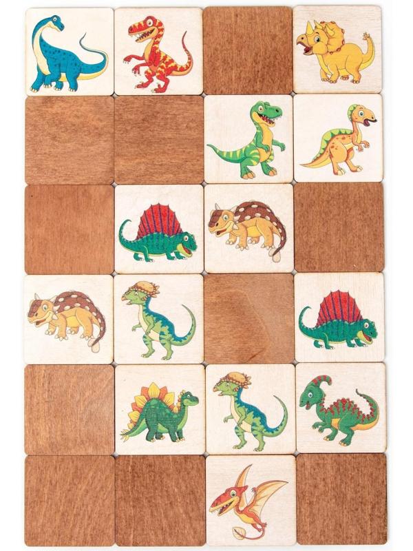 Мемори «Динозавры» 24 деревянных элемента