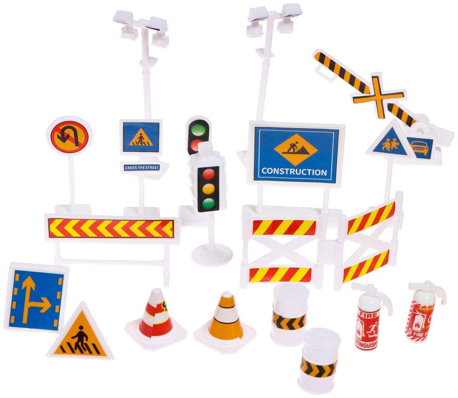Набор игровой «Строительная техника», машинки 12 штук, дорожные знаки, игровое поле